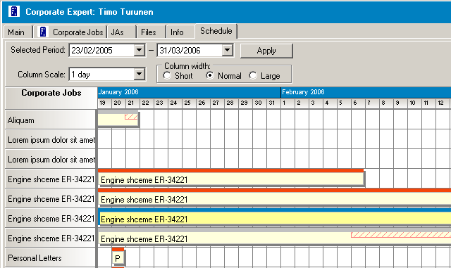 corp schedule