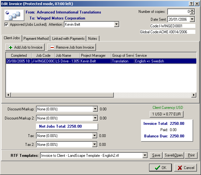 edit invoice