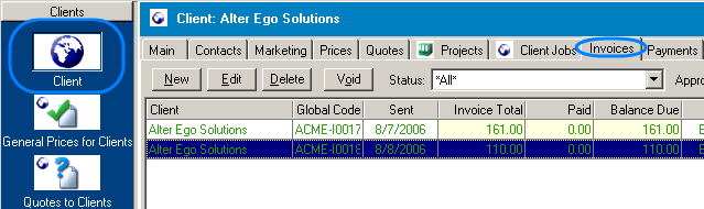 invoice for account