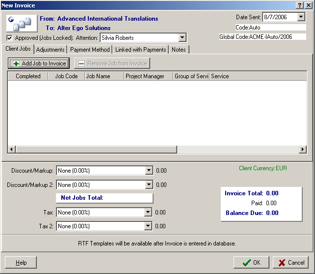 new invoice