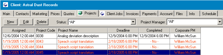 projects page