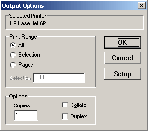 Dialog Output Options